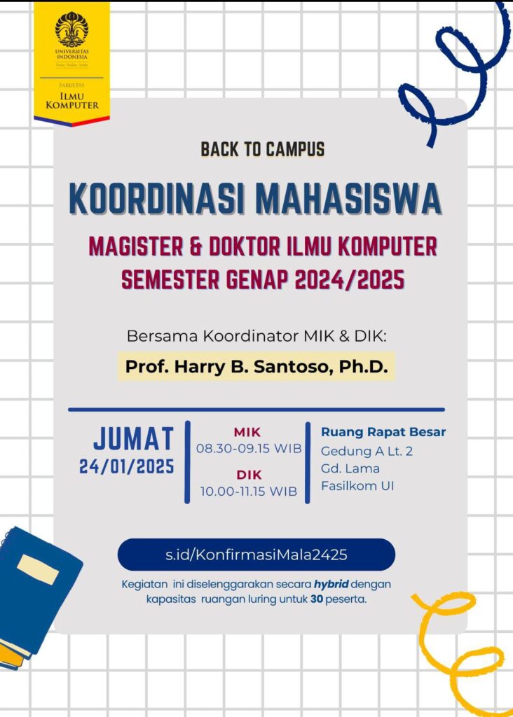 Events for Januari 2025 Fakultas Ilmu Komputer Universitas Indonesia